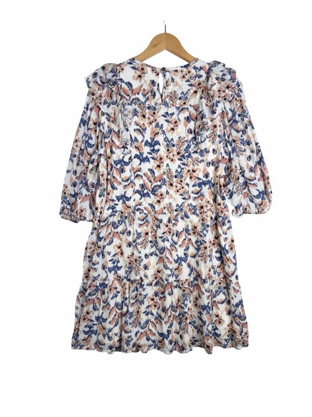 Good Hart/Matilda Jane- Floral Ruffle Tiered Midi Dress - Blue & Peach Floral